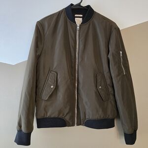 Zara Women's TRF Bomber Jacket Olive Green Small Full Zip Coat  Pockets